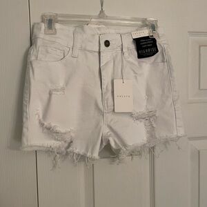 Women's White Distressed High-Rise Shorts NWT Size M